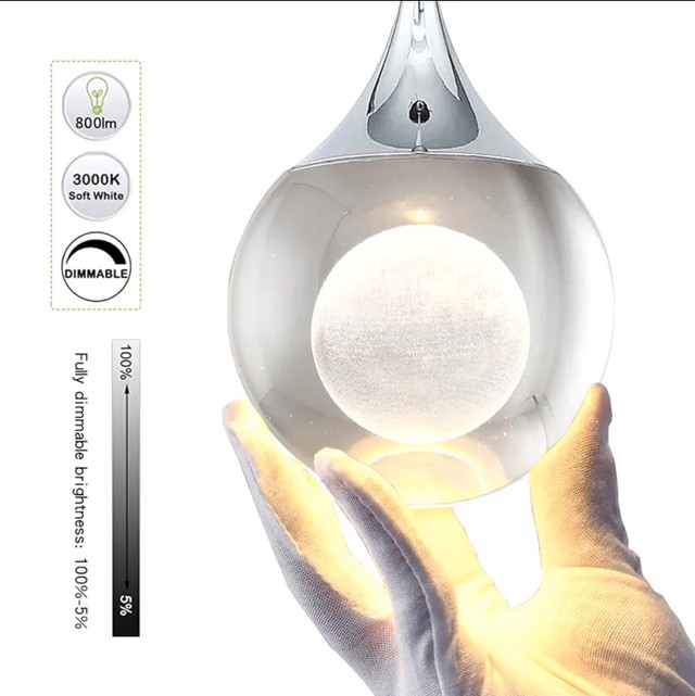 JoollySun 3D Moon Globe Crystal Mini LED Pendant Light - photo 3