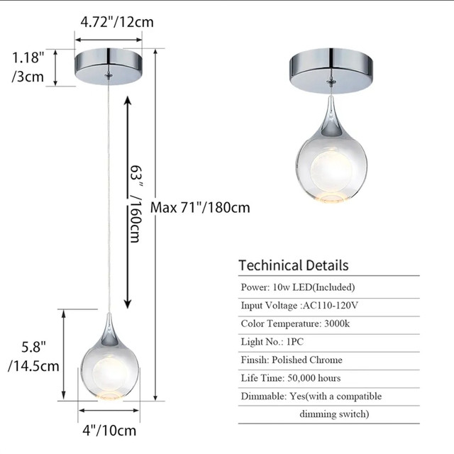 JoollySun 3D Moon Globe Crystal Mini LED Pendant Light - photo 5