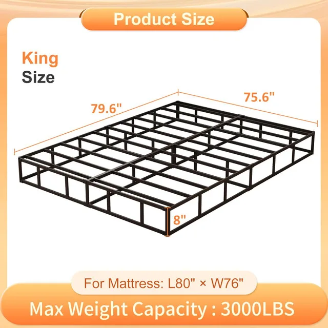 Husleephu King Size Metal Box Spring Bed Base BRAND NEW image indicator(2)