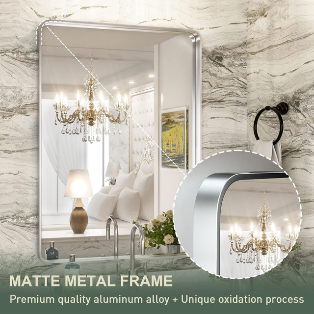 TokeShimi 24 x 32 Inch Brushed Silver Metal Frame Mirror NEW - photo 2