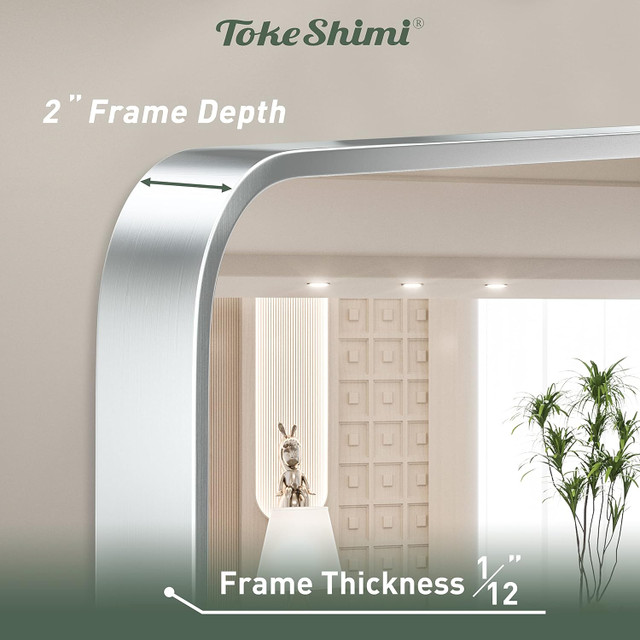 TokeShimi 24 x 32 Inch Brushed Silver Metal Frame Mirror NEW - photo 4