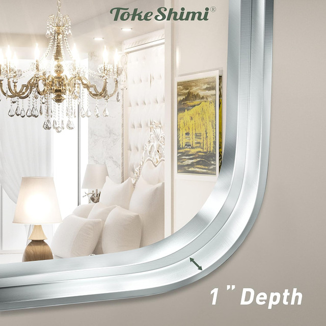 TokeShimi 24 x 32 Inch Brushed Silver Metal Frame Mirror NEW - photo 5