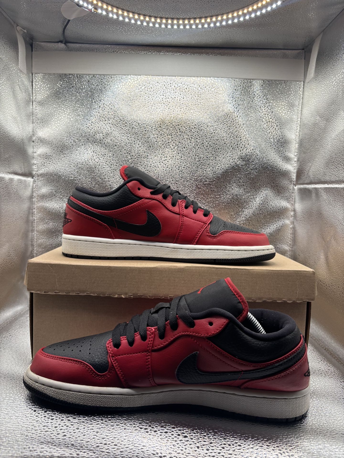 Air Jordan 1 low reverse red pebbled swoosh - photo 5