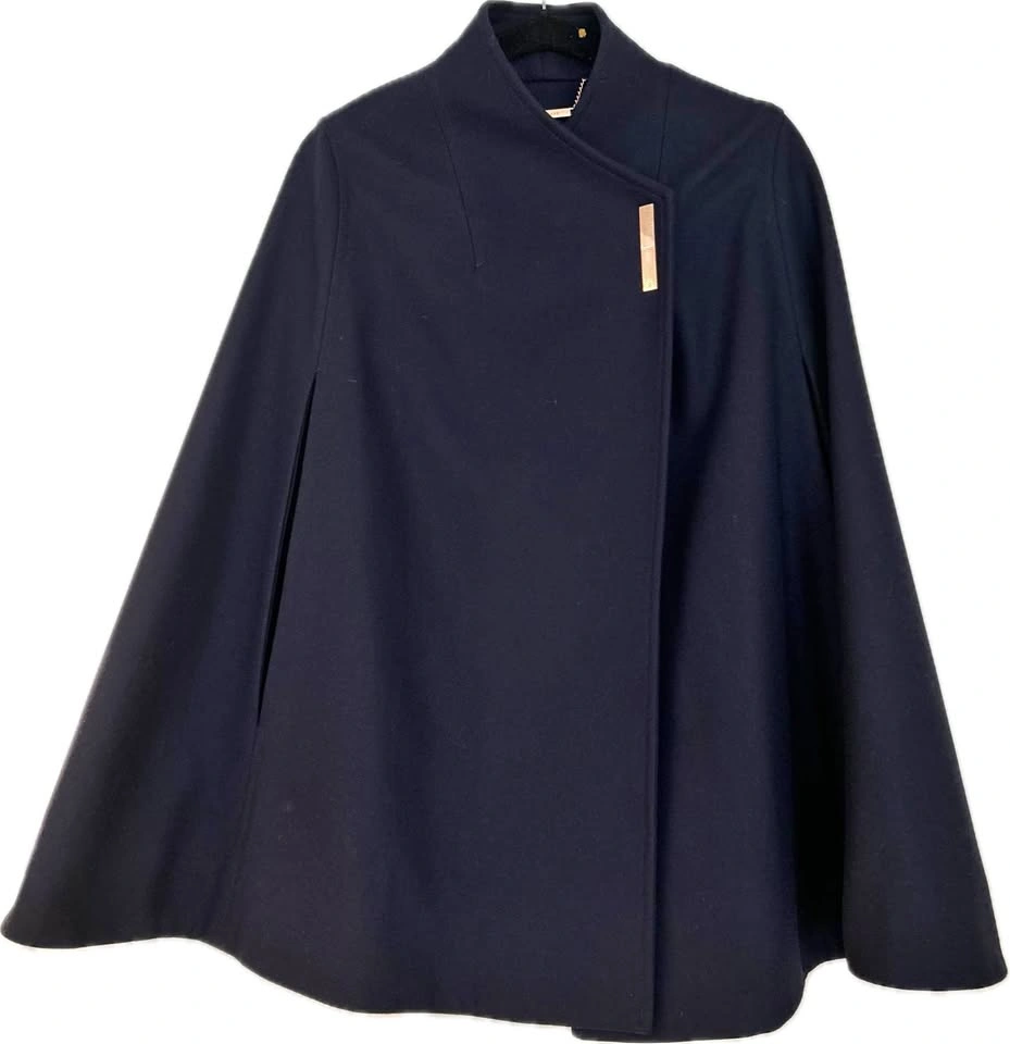 Ted Baker Aillaa Navy Cape Wool Blend - Small