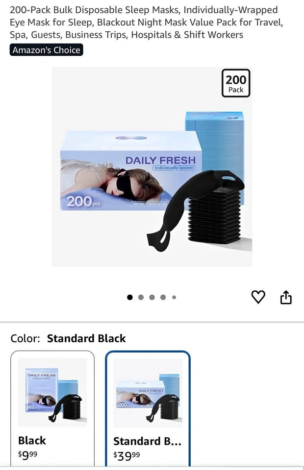 (New) 200 Packs Bulk Disposable Sleep Masks