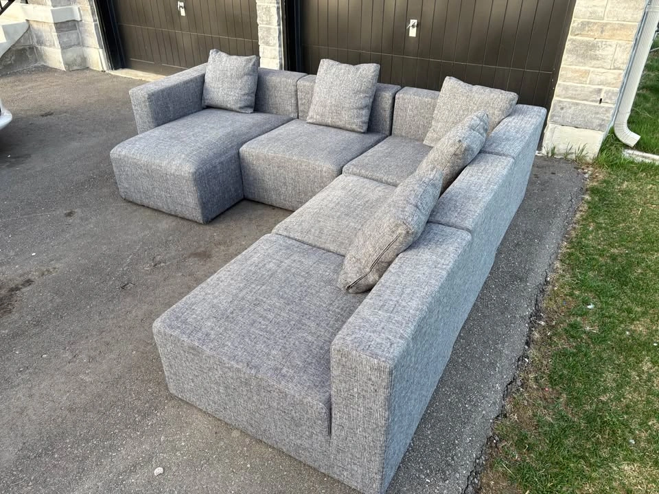 Grey 5 Piece Modular Sectional Sofa with Chaise - Free Delivery - photo 2