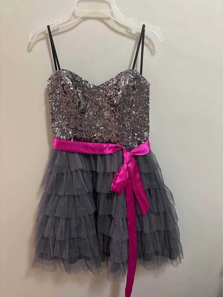 Sequin Top Grey Tulle Dress