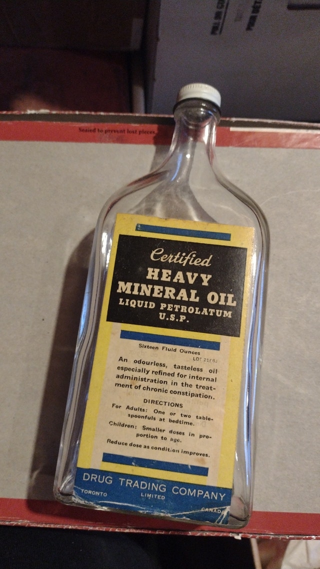 Vintage Heavy Mineral Oil Bottle - Drug Trading Co.