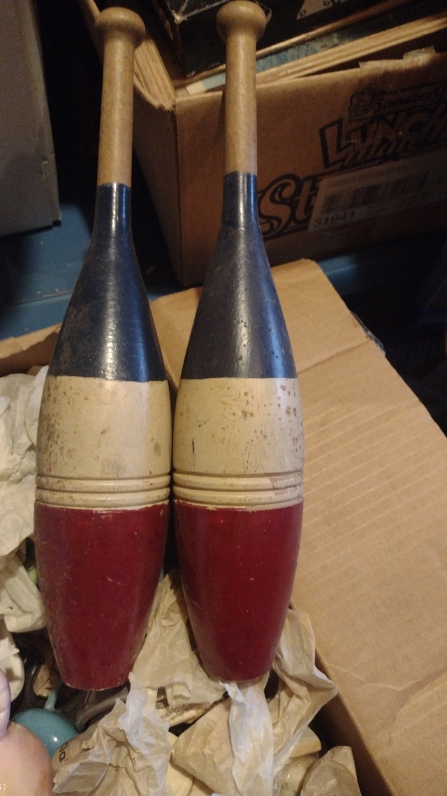 Vintage juggling clubs