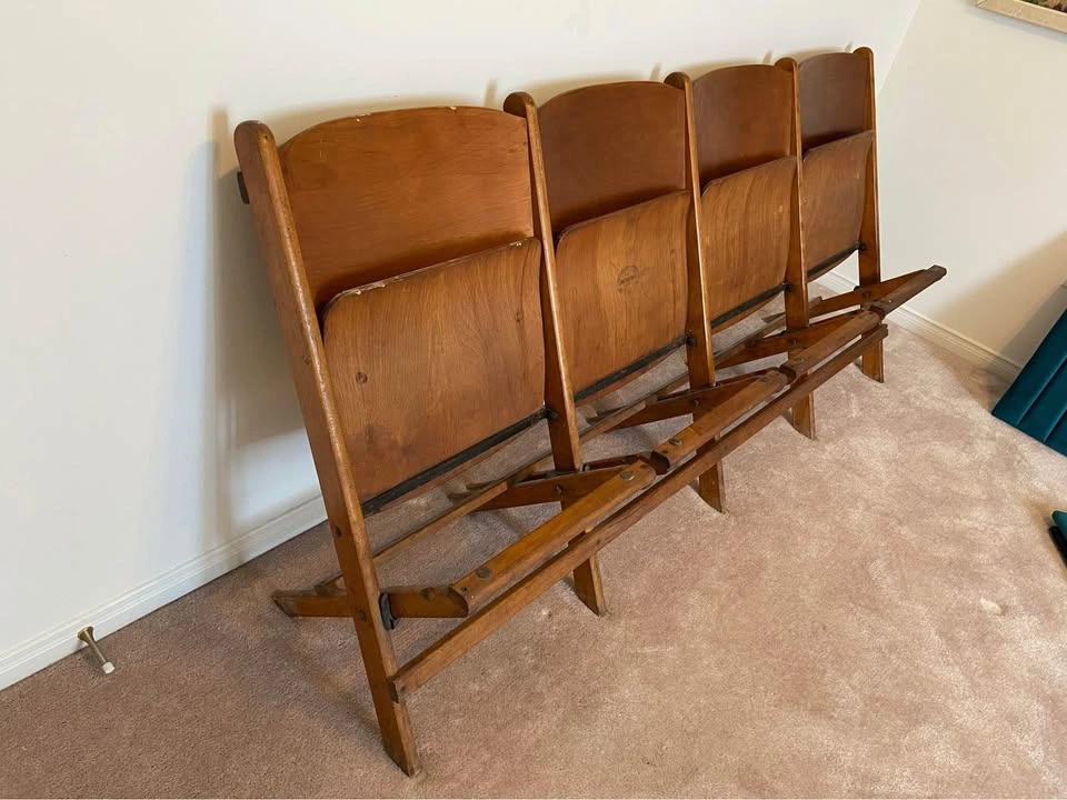 Vintage wooden stadium seats