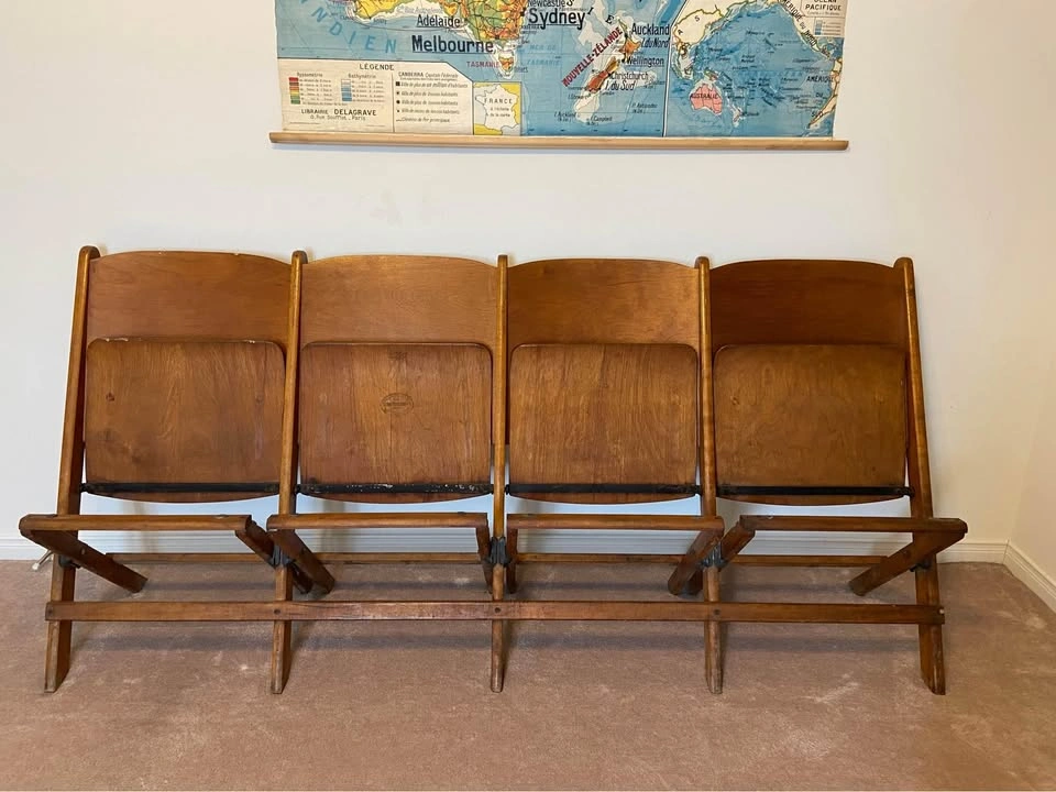 Vintage wooden stadium seats - photo 3