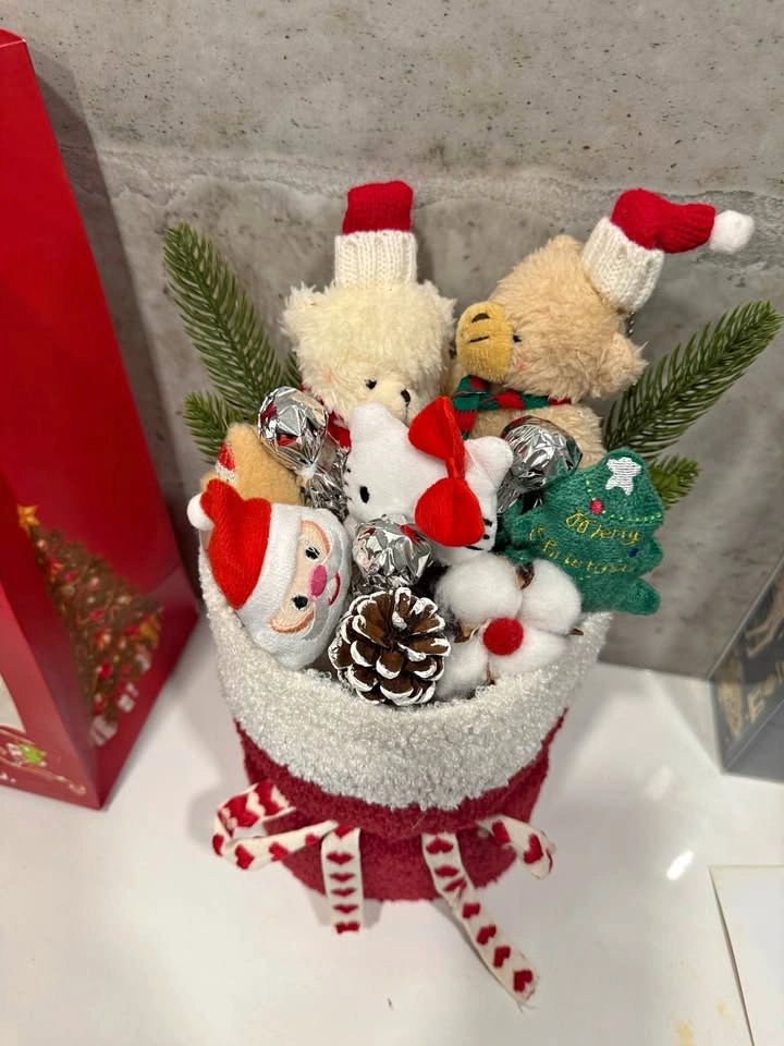 MOVING SALE-Handmade Christmas Sock Bouquet w/ Lights