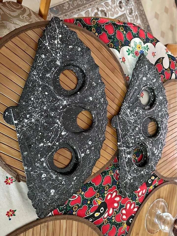 Black and white ceramic decor fans, 2 pcs