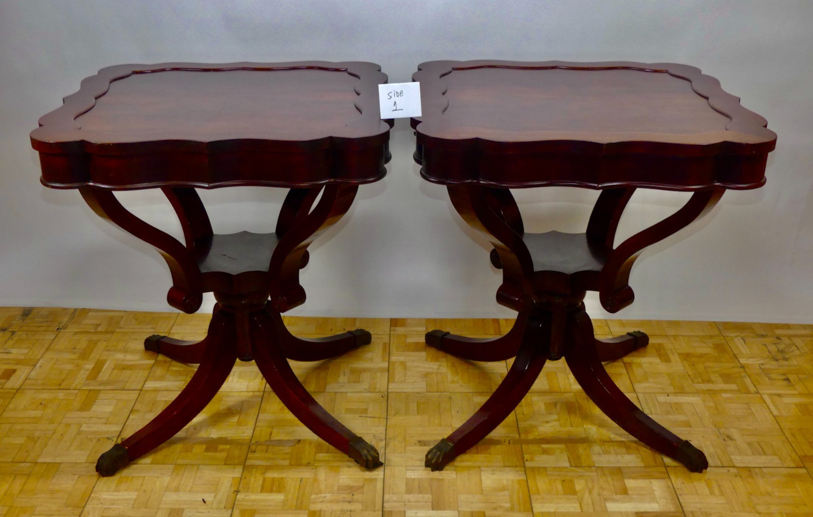 Vintage Louis Scalera 2 Antique Mahogany End Tables