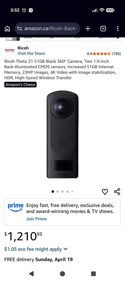Ricoh Theta Z1 360 Action Camera