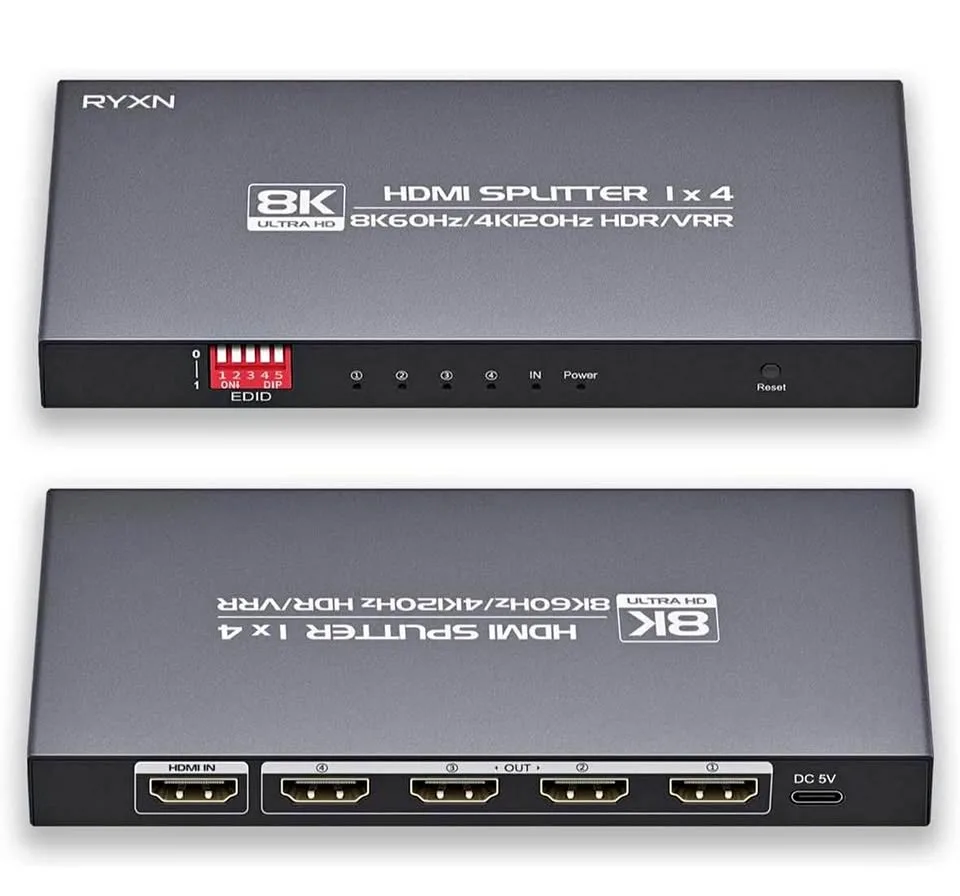 HDMI Splitter 1 in 4 Out 4K 120Hz, 8K HDMI Splitter 1x4 thumbnail