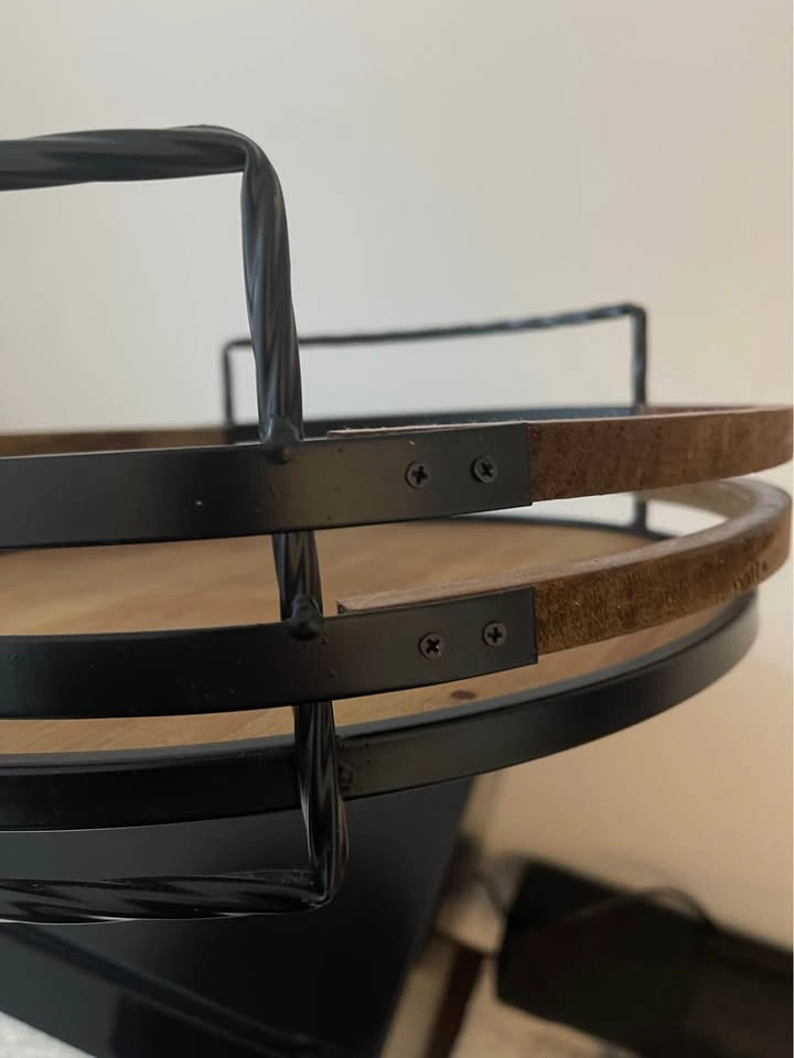 Round Wood Metal Tray Rustic Decor - photo 3