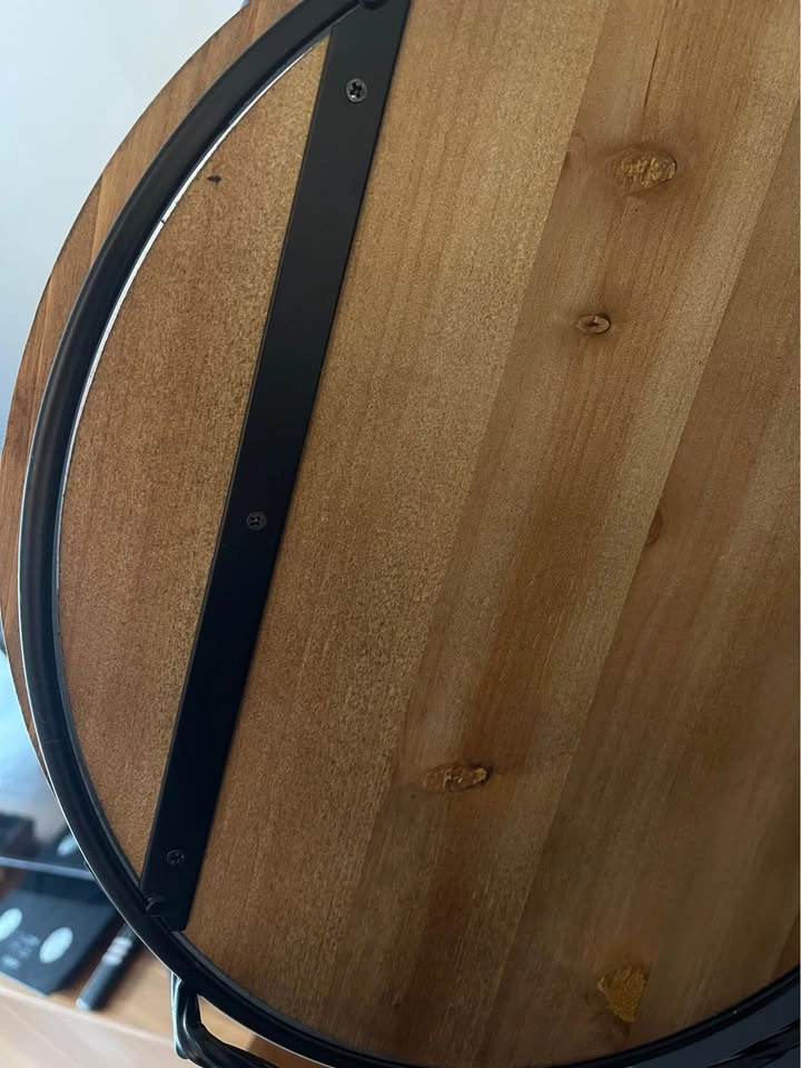 Round Wood Metal Tray Rustic Decor - photo 5