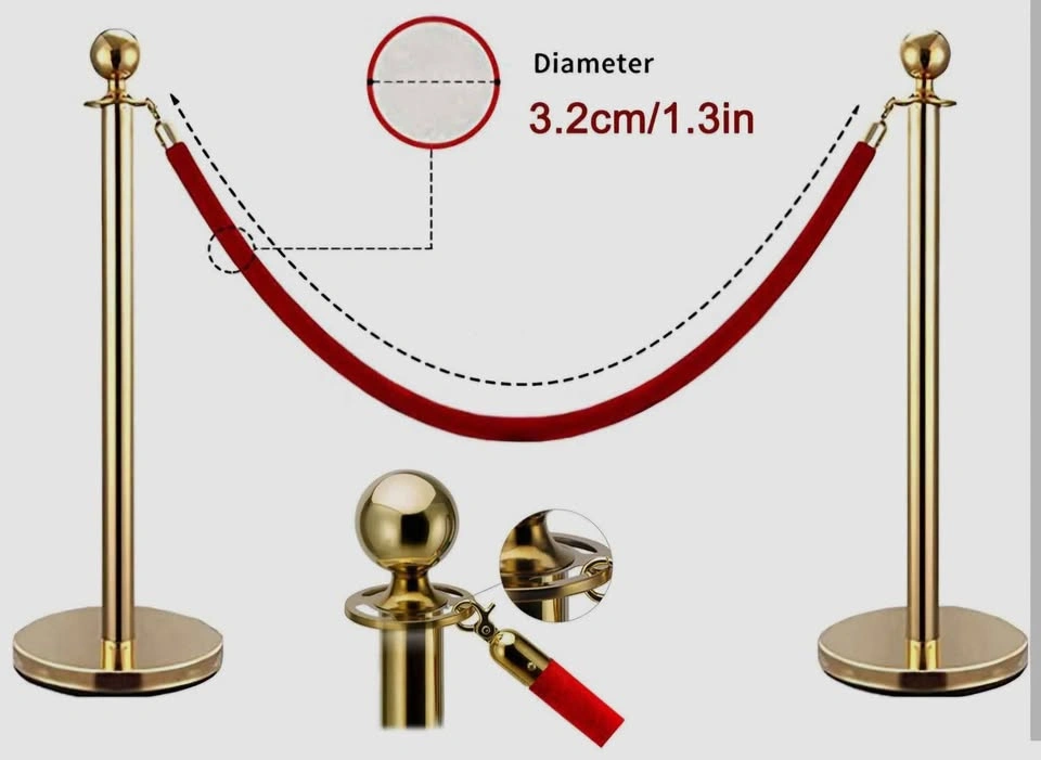 6 Red Velvet Rope Stanchions & 6ft Carpet for Rent - photo 2