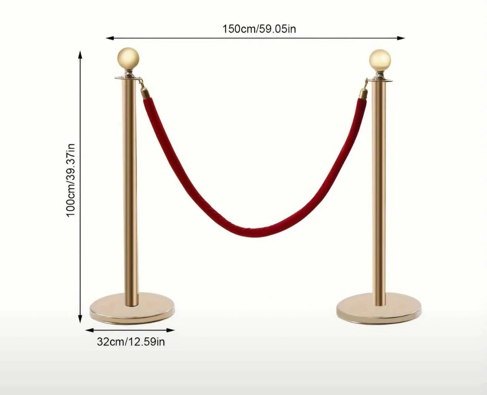 6 Red Velvet Rope Stanchions & 6ft Carpet for Rent - photo 5