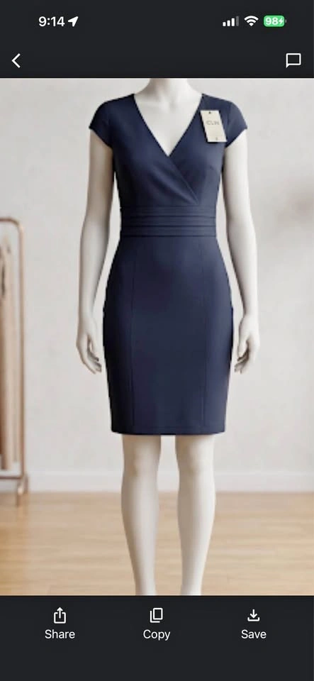 CLN navy blue wrap dress M but fits Small
