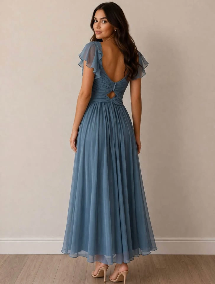 Blue Chiffon Evening Dress 4 - photo 2