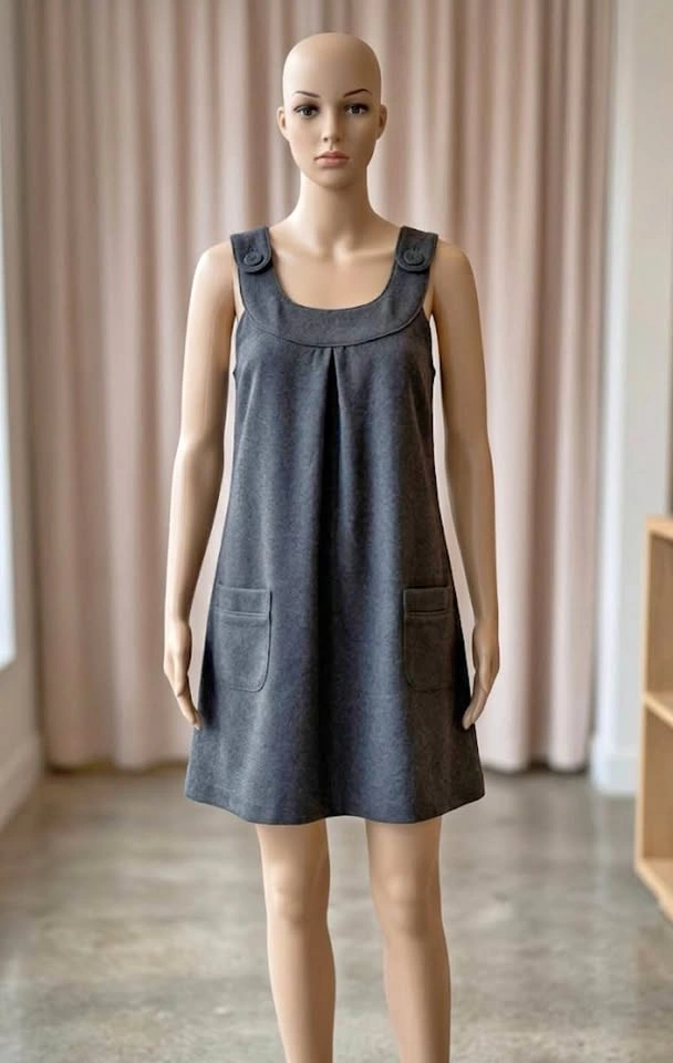 Charcoal grey Pinafore dress with pockets XS