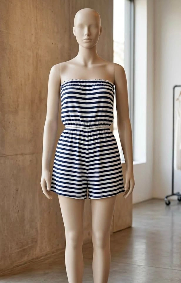 H &M Striped Strapless Romper XS