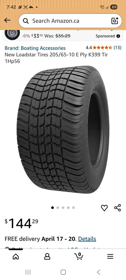 Loadstar Tire 205/65-10