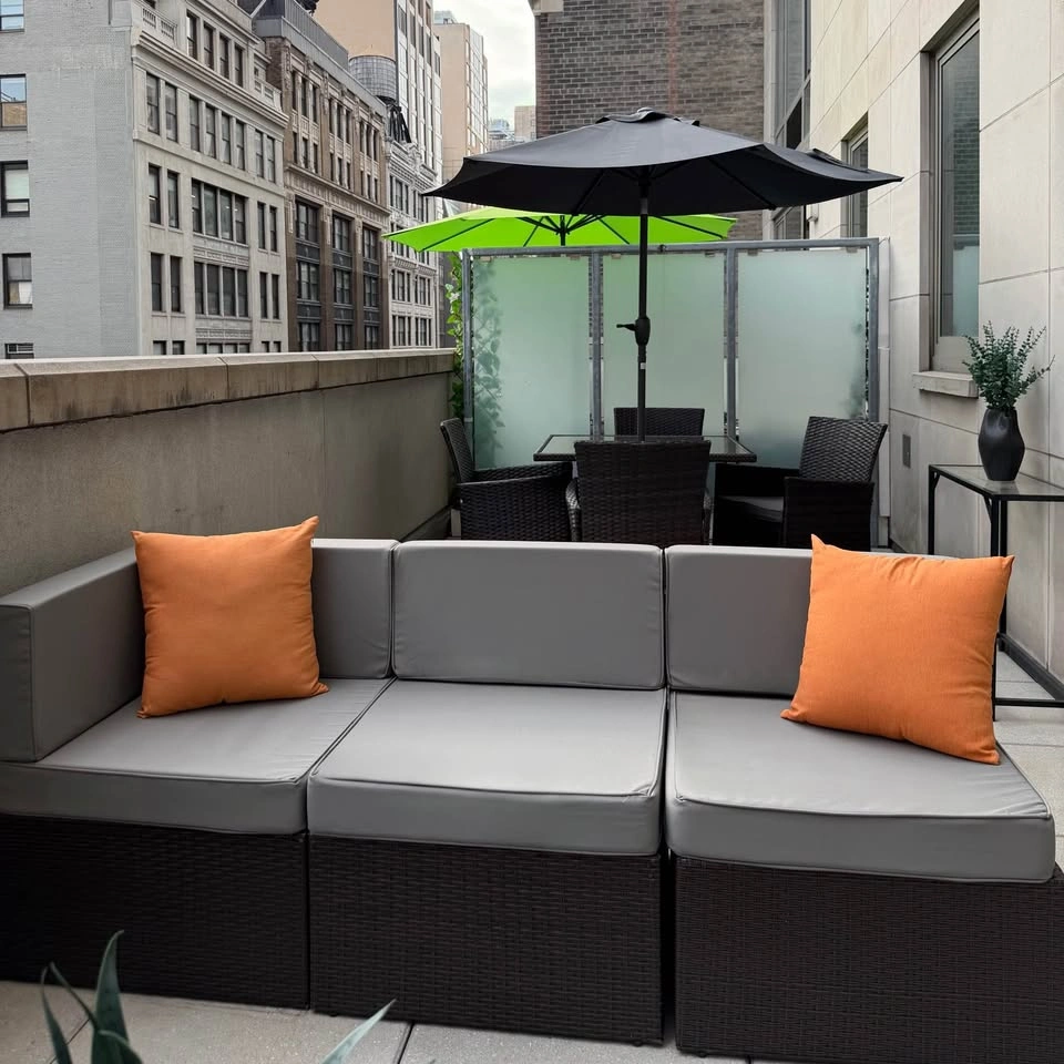 7-Piece Modular Outdoor Sofa Set with Cushions & Coffee Table - photo 2
