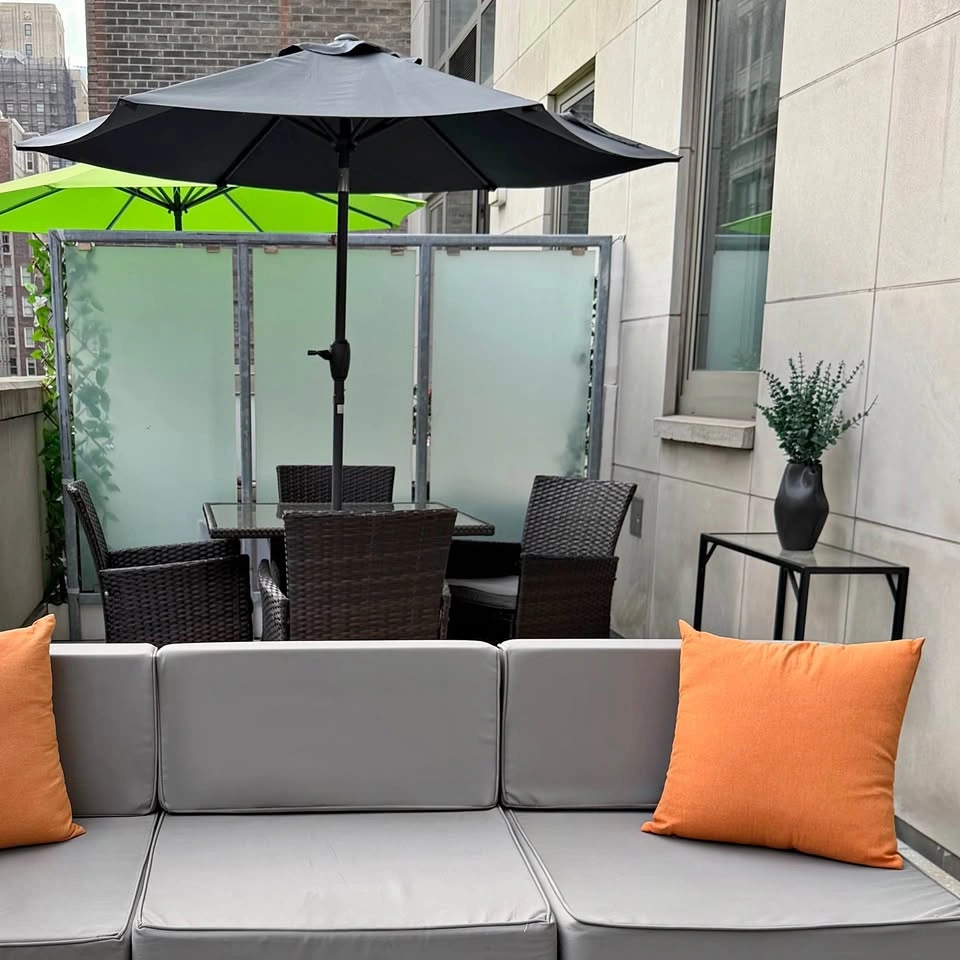 Outdoor Dining Set – Table & Chairs with Umbrella