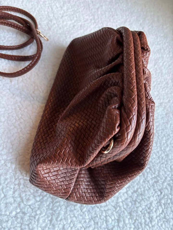 Madison West Woven Hobo Clutch Bag Detachable Strap - Brown - photo 2