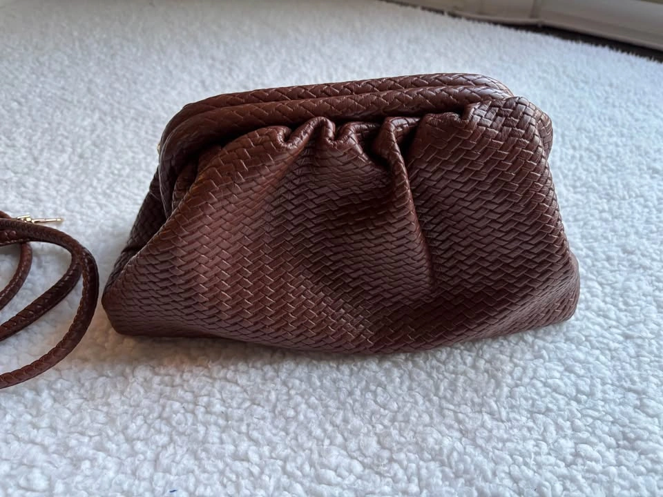 Madison West Woven Hobo Clutch Bag Detachable Strap - Brown - photo 3