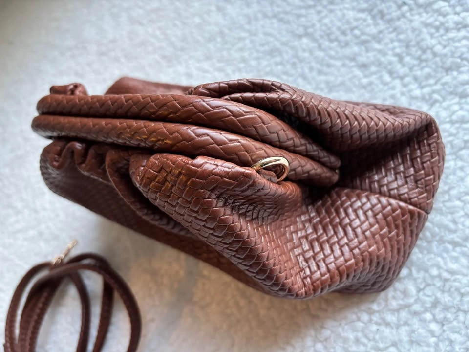 Madison West Woven Hobo Clutch Bag Detachable Strap - Brown - photo 4