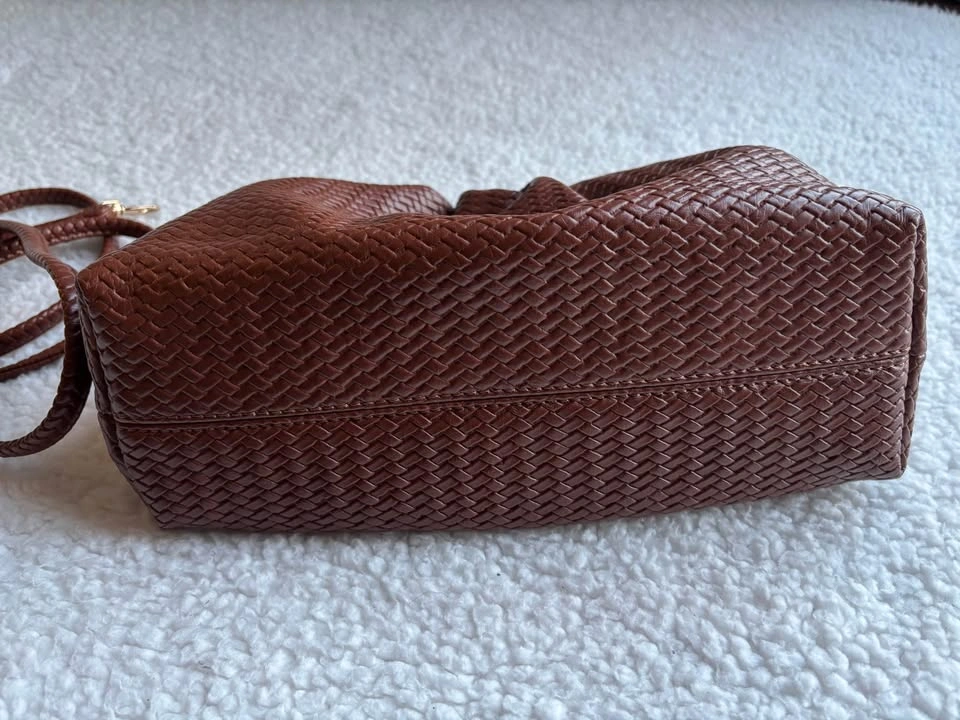 Madison West Woven Hobo Clutch Bag Detachable Strap - Brown - photo 5