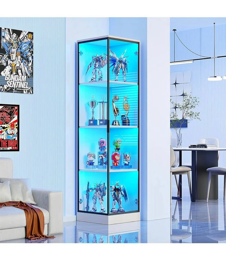 Modern Glass Display Cabinet with Built-in LED Lighting