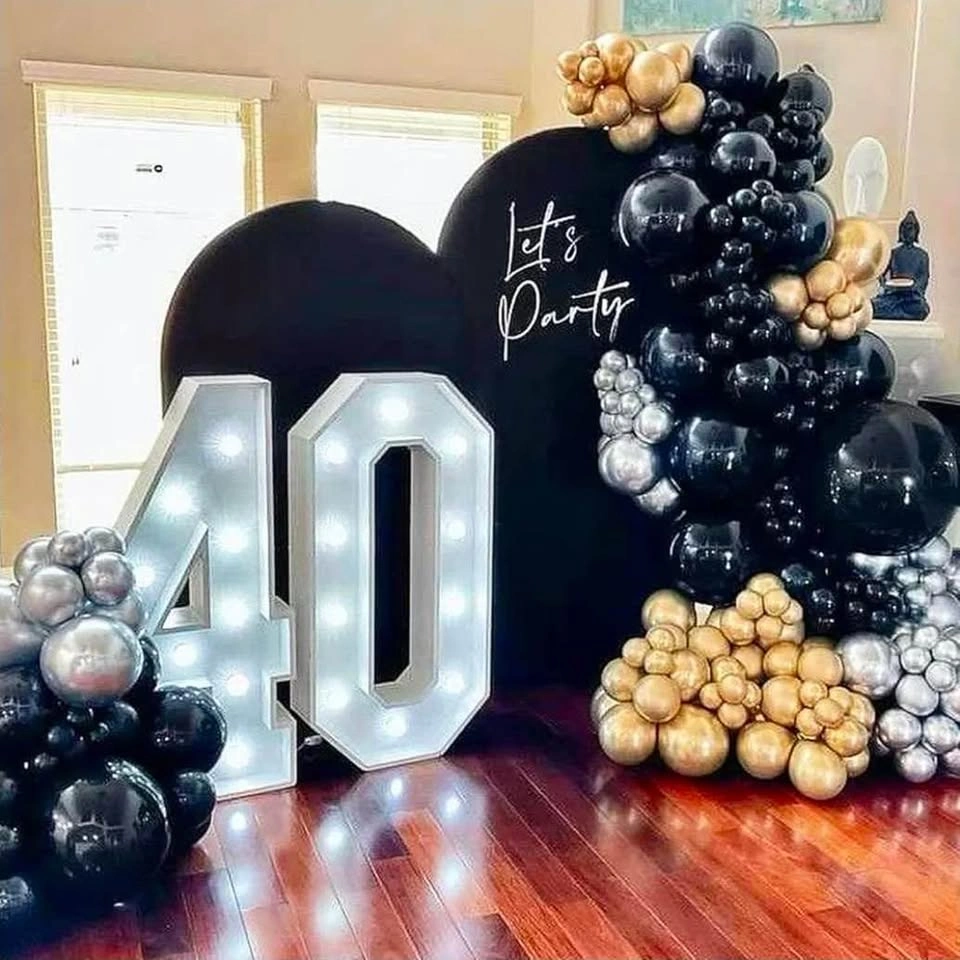 Black Gold Silver Balloon Garland Arch Kit Party Decor - photo 4