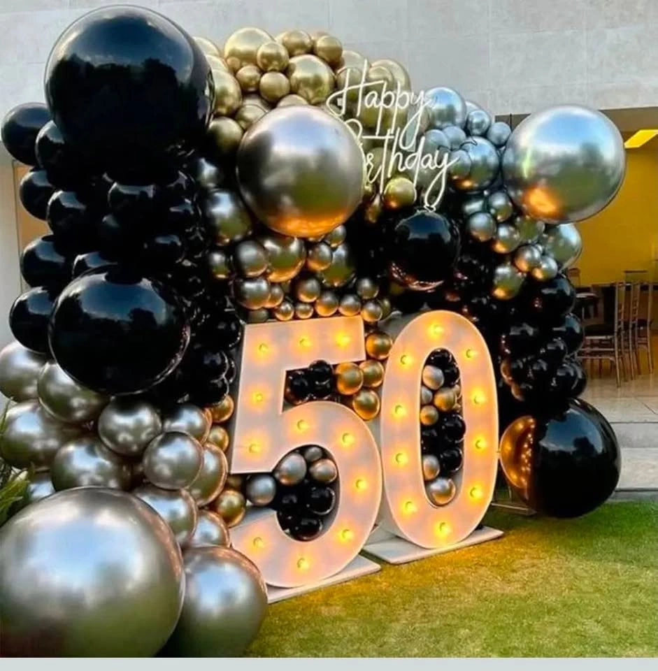 Black Gold Silver Balloon Garland Arch Kit Party Decor - photo 5