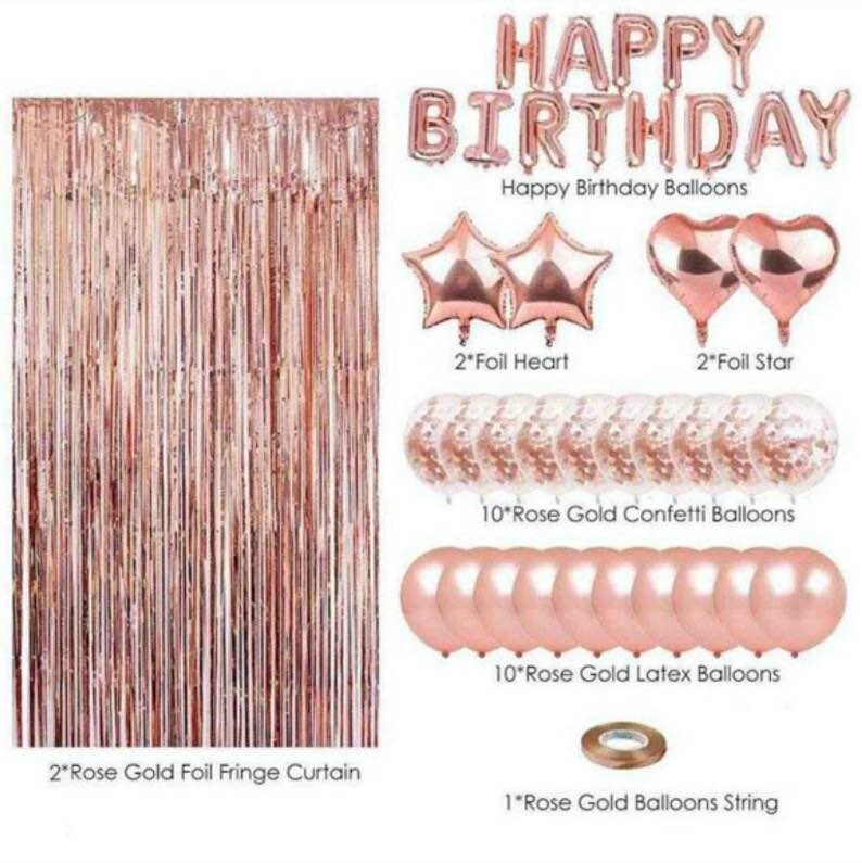 Rose Gold Happy Birthday Balloon & Decor Set - photo 2