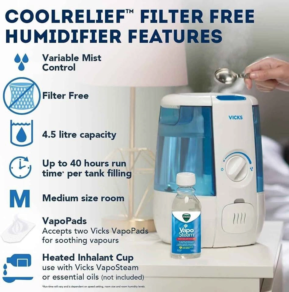 Vicks VUL600C CoolRelief Ultrasonic Cool Mist Humidifier - photo 3