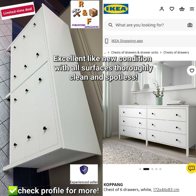 ✳️ IKEA Koppang, 6 drawers dresser, white