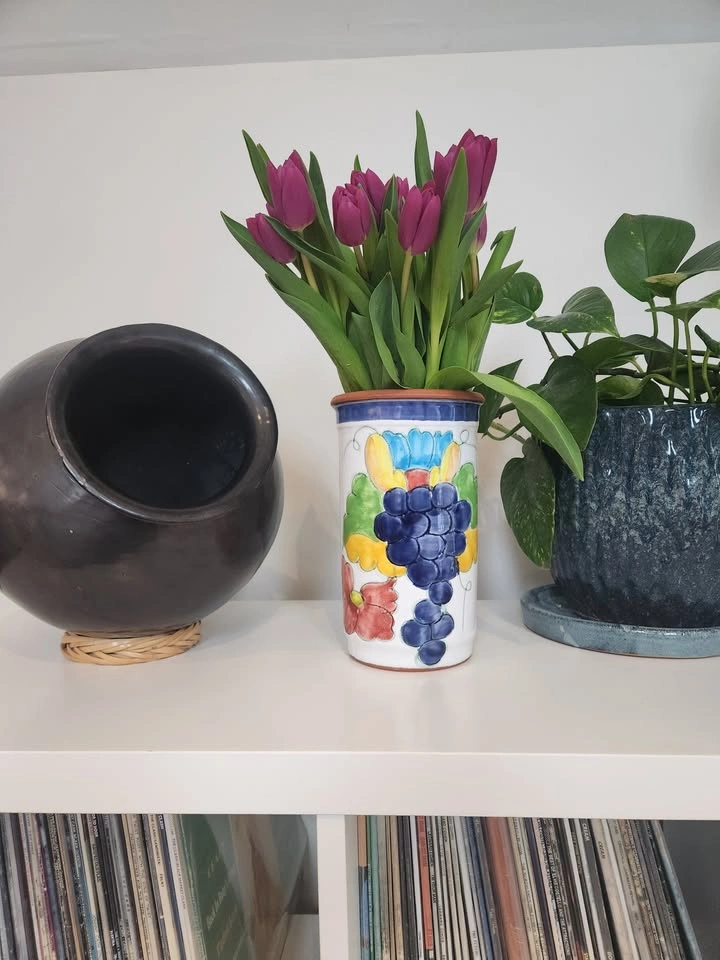 Vintage Hand-Painted Portuguese Wine Chiller / Utensil Holder / - photo 2