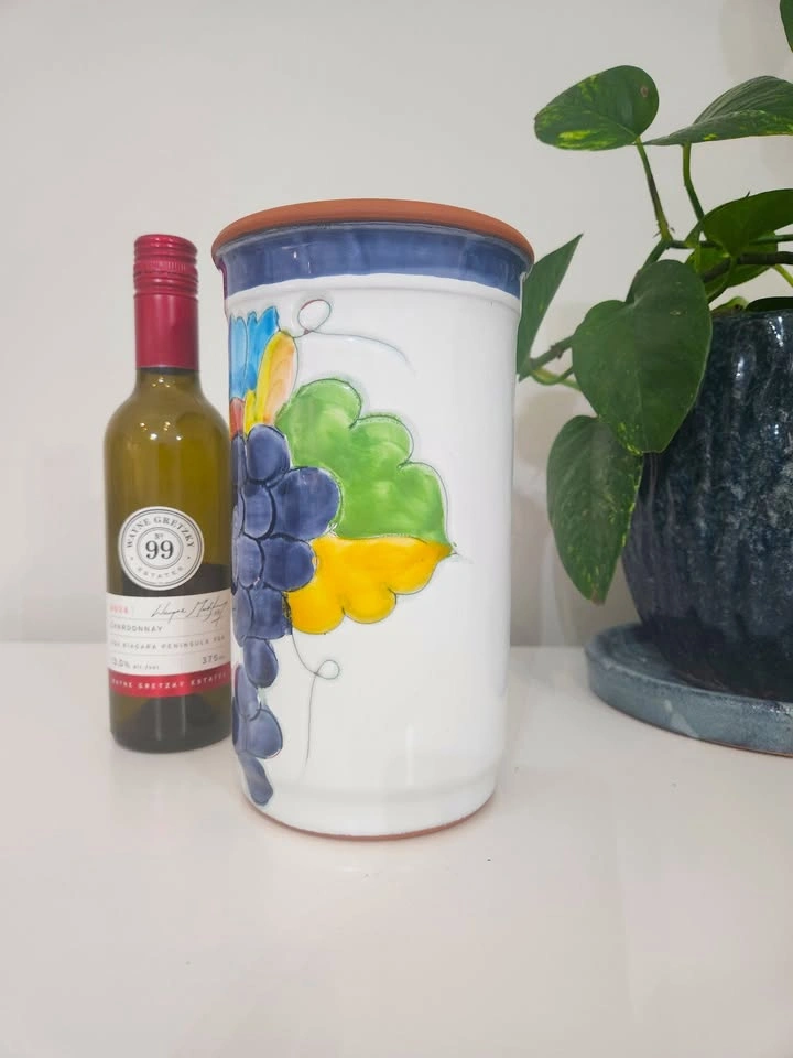Vintage Hand-Painted Portuguese Wine Chiller / Utensil Holder / - photo 5