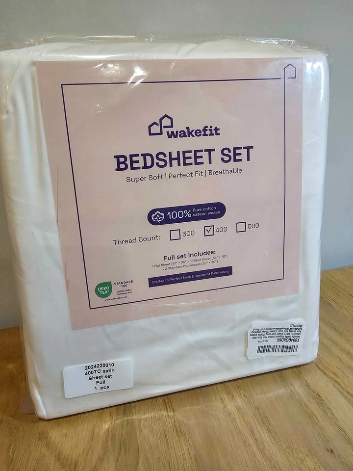 Wakefit Organic Cotton Full Bedsheet Set | 400TC Sateen - photo 2