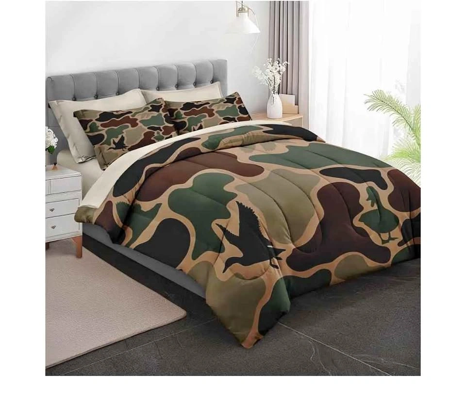 ZZZBORO 5Pcs Comforter Set Twin Size Duck Hunter Camouflage