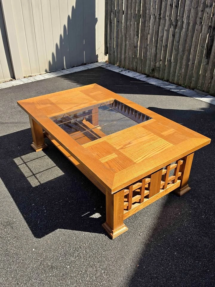 Oak Coffee Table with Glass Inlay
