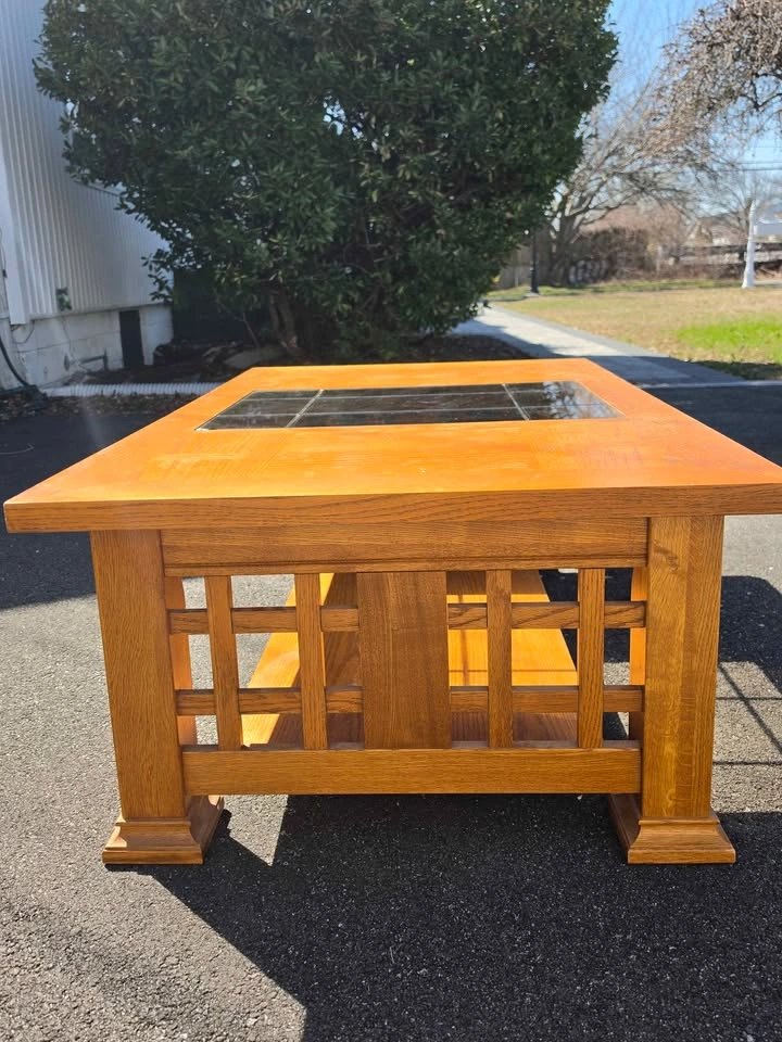 Oak Coffee Table with Glass Inlay - photo 4