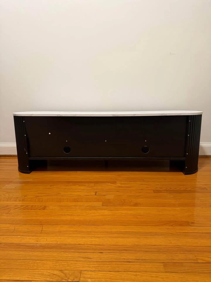 HOMCOM TV Stand with Storage, Marble-Effect Top, 3 Drawers - photo 4