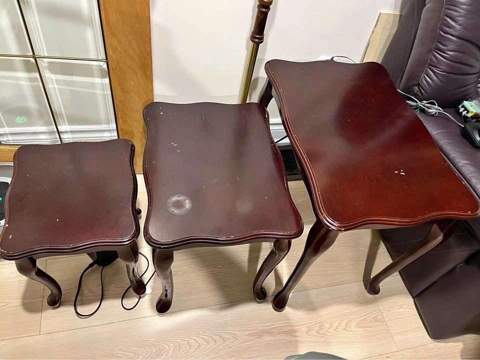 Set of 3 Dark Wood Nesting Tables