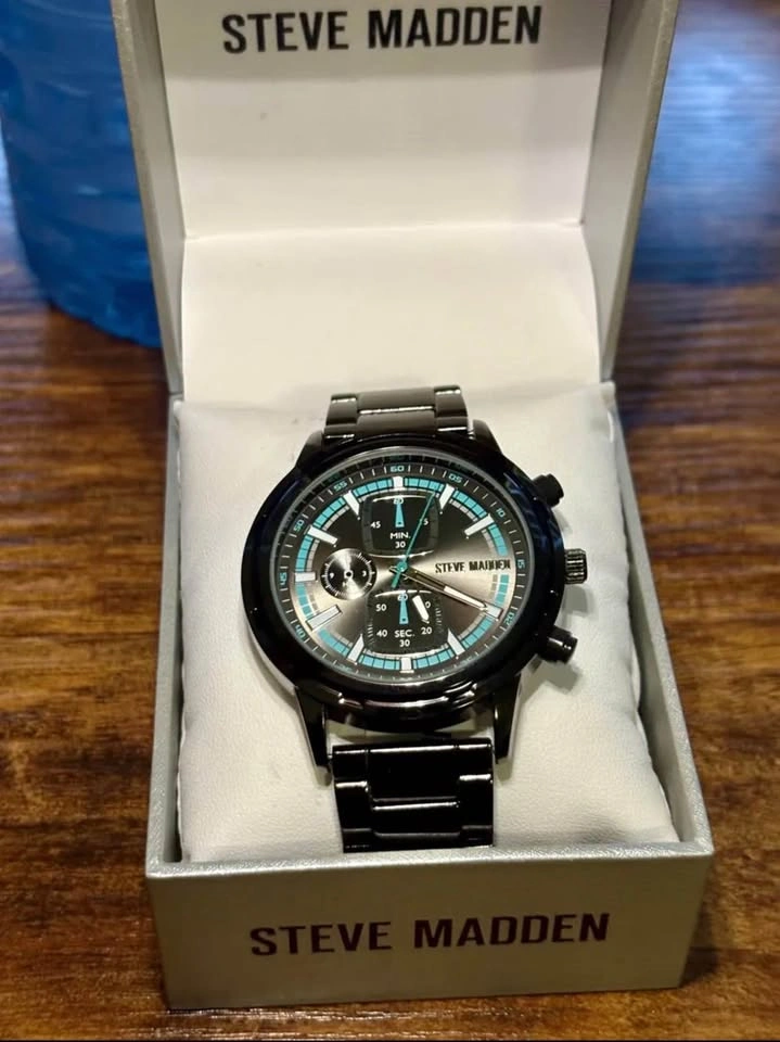 Steve Madden Men’s Chronograph Watch - Black & Teal - Brand New - photo 2